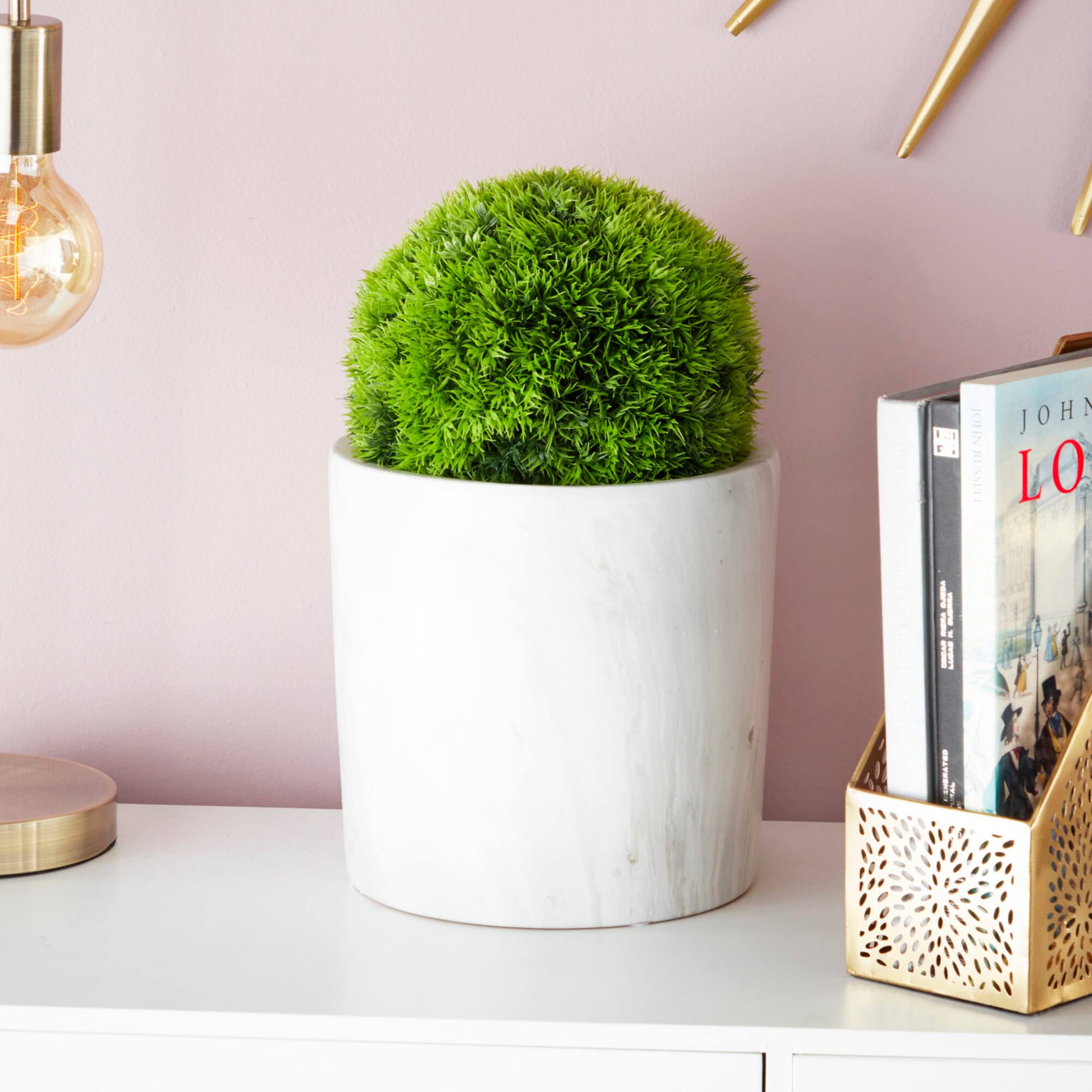 CosmoLiving by Cosmopolitan 9" Green Contemporary Style Faux Grass Ball Artificial Foliage